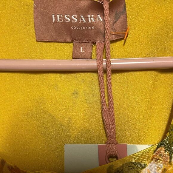NWT Jessakae Sarahan Dream Dress Yellow floral ruffle maxi Sz L - Picture 9 of 9